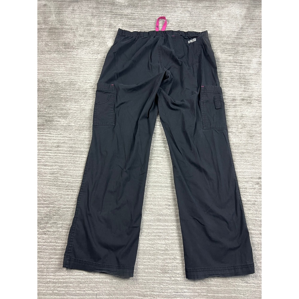 Koi Scrub Pants Womens Medium Black Pink 8761 BKRS Cargo Drawstring Straight Leg - Picture 8 of 10